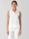 Eileen Fisher Washed Organic Cotton Poplin Sleeveless Shirt In White