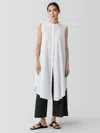 Eileen Fisher Washed Organic Cotton Poplin Sleeveless Dress In White