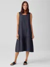 Eileen Fisher Washed Organic Cotton Poplin Tiered Dress In Black
