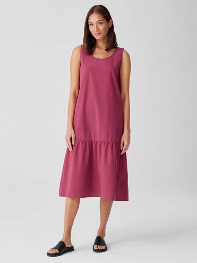 Eileen Fisher Washed Organic Cotton Poplin Tiered Dress In Pink