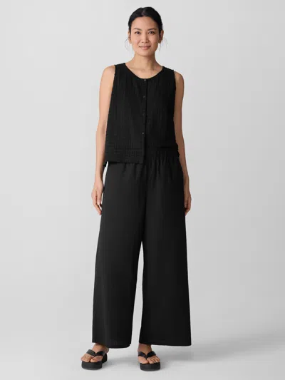 Eileen Fisher Washed Organic Cotton Poplin Wide-leg Pant In Black