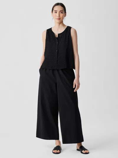 Eileen Fisher Washed Organic Cotton Poplin Wide-leg Pant In Black