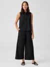 Eileen Fisher Washed Organic Cotton Poplin Wide-leg Pant In Black