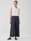 Eileen Fisher Washed Organic Cotton Poplin Wide-leg Pant In Blue
