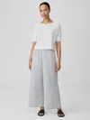 Eileen Fisher Washed Organic Cotton Poplin Wide-leg Pant In Gray