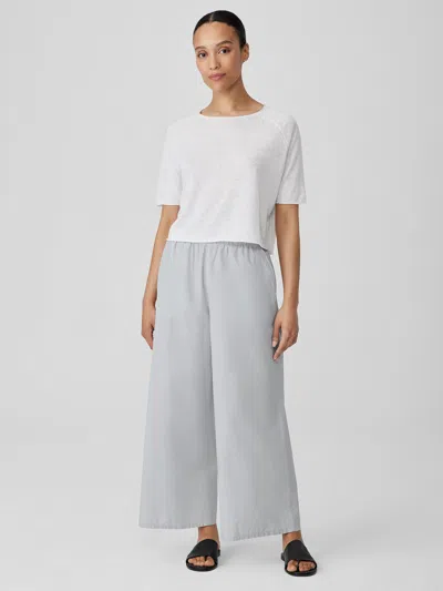 Eileen Fisher Washed Organic Cotton Poplin Wide-leg Pant In Gray