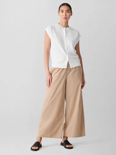Eileen Fisher Washed Organic Cotton Poplin Wide-leg Pant In Neutral