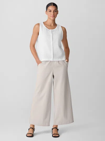 Eileen Fisher Washed Organic Cotton Poplin Wide-leg Pant In White
