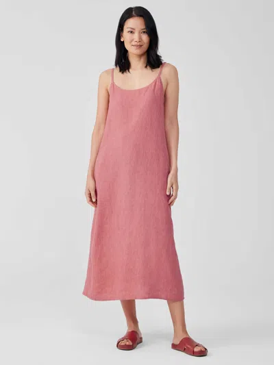 Eileen Fisher Washed Organic Linen Delave Cami Dress In Pink