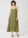 Eileen Fisher Washed Organic Linen Delave Cami Dress In Green