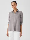 Eileen Fisher Washed Organic Linen Delave Classic Collar Shirt In Gray