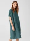 Eileen Fisher Washed Organic Linen Delave Dress In Green