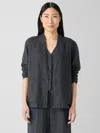 Eileen Fisher Washed Organic Linen Delave High Collar Jacket In Gray