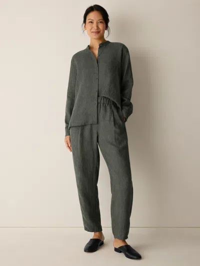Eileen Fisher Washed Organic Linen Delave Lantern Pant In Gray