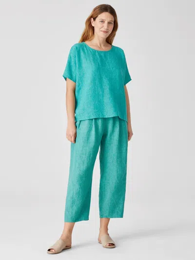 Eileen Fisher Washed Organic Linen Delave Lantern Pant In Green