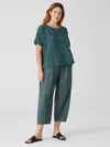 Eileen Fisher Washed Organic Linen Delave Lantern Pant In Green