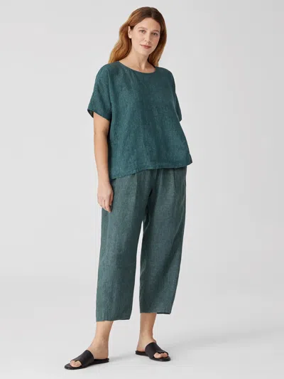 Eileen Fisher Washed Organic Linen Delave Lantern Pant In Green