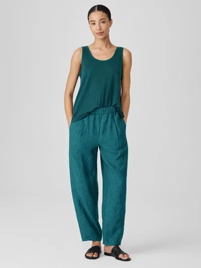 Eileen Fisher Washed Organic Linen Delave Lantern Pant In Blue