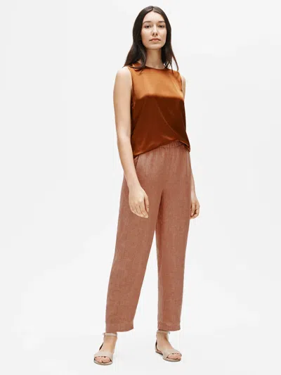 Eileen Fisher Washed Organic Linen Delave Lantern Pant In Brown