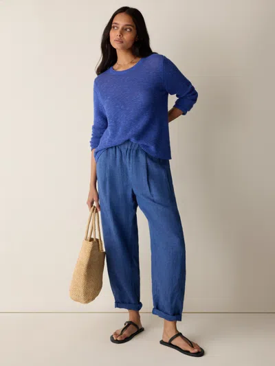Eileen Fisher Washed Organic Linen Delave Lantern Pant In Deep Dive