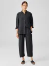 Eileen Fisher Washed Organic Linen Delave Lantern Pant In Gray