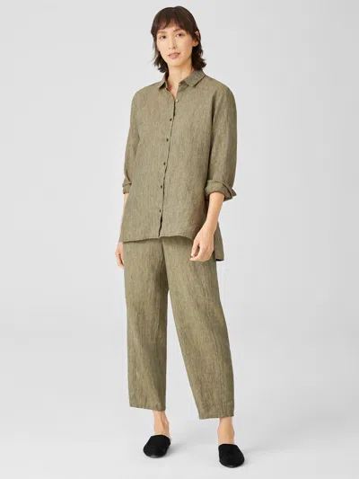 Eileen Fisher Washed Organic Linen Delave Lantern Pant In Green