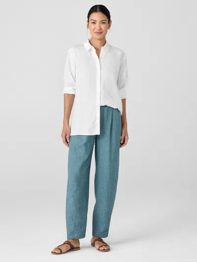 Eileen Fisher Washed Organic Linen Delave Lantern Pant In Green