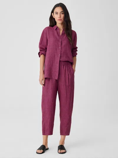 Eileen Fisher Washed Organic Linen Delave Lantern Pant In Pink