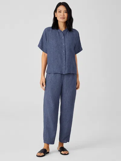 Eileen Fisher Washed Organic Linen Delave Lantern Pant In Blue