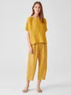Eileen Fisher Washed Organic Linen Delave Lantern Pant In Yellow