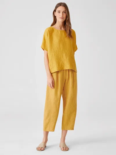 Eileen Fisher Washed Organic Linen Delave Lantern Pant In Yellow