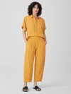 Eileen Fisher Washed Organic Linen Delave Lantern Pant In Yellow