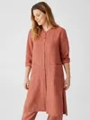 Eileen Fisher Washed Organic Linen Delave Long Shirt In Orange