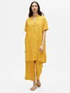 Eileen Fisher Washed Organic Linen Delave Mandarin Collar Shirtdress In Yellow