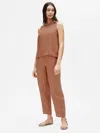 Eileen Fisher Washed Organic Linen Delave Shell In Brown