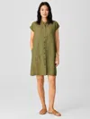 Eileen Fisher Washed Organic Linen Delave Shirtdress In Green