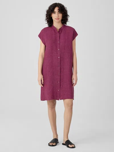 Eileen Fisher Washed Organic Linen Delave Shirtdress In Pink