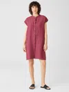 Eileen Fisher Washed Organic Linen Delave Shirtdress In Brown