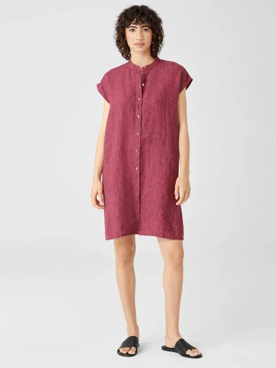 Eileen Fisher Washed Organic Linen Delave Shirtdress In Brown