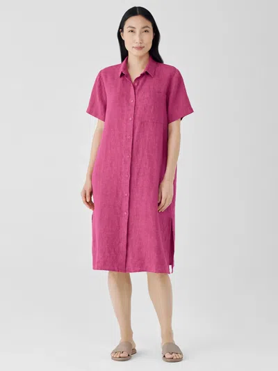 Eileen Fisher Washed Organic Linen Delave Shirtdress In Pink