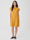 Eileen Fisher Washed Organic Linen Delave Shirtdress In Yellow
