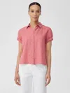 Eileen Fisher Washed Organic Linen Delave Short-sleeve Shirt In Pink