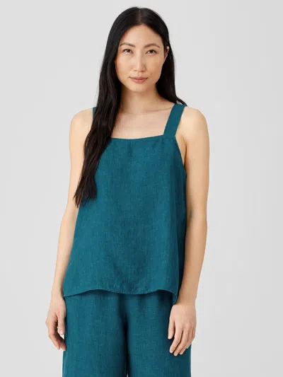 Eileen Fisher Washed Organic Linen Delave Tank In Blue