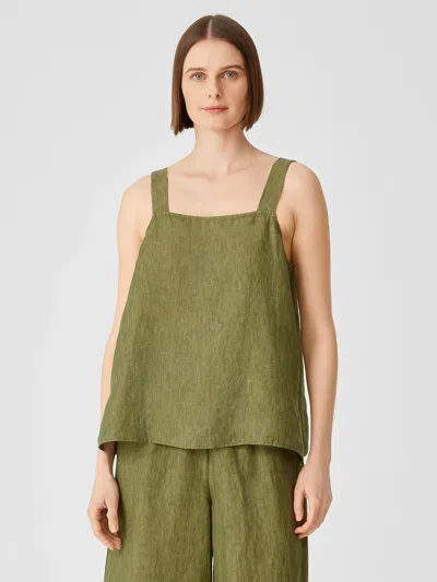 Eileen Fisher Washed Organic Linen Delave Tank In Green