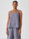Eileen Fisher Washed Organic Linen Delave Tank In Gray
