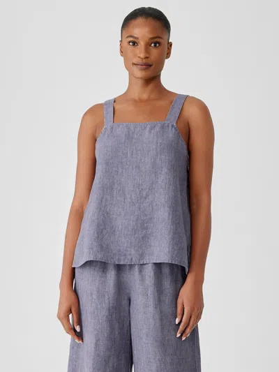Eileen Fisher Washed Organic Linen Delave Tank In Purple