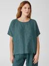 Eileen Fisher Washed Organic Linen Delave Top In Blue