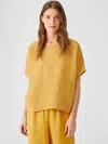 Eileen Fisher Washed Organic Linen Delave Top In Yellow
