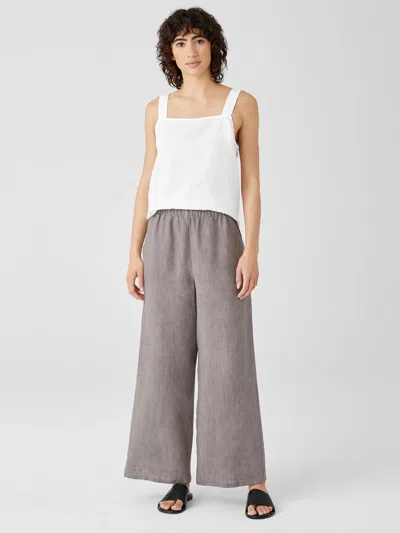 Eileen Fisher Washed Organic Linen Delave Wide-leg Pant In White