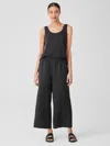 Eileen Fisher Washed Organic Linen Delave Wide-leg Pant In Black